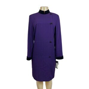 Kasper  A.S.L. Purple Button-Up Long Sleeve Womens Dress Sz 8 - New
